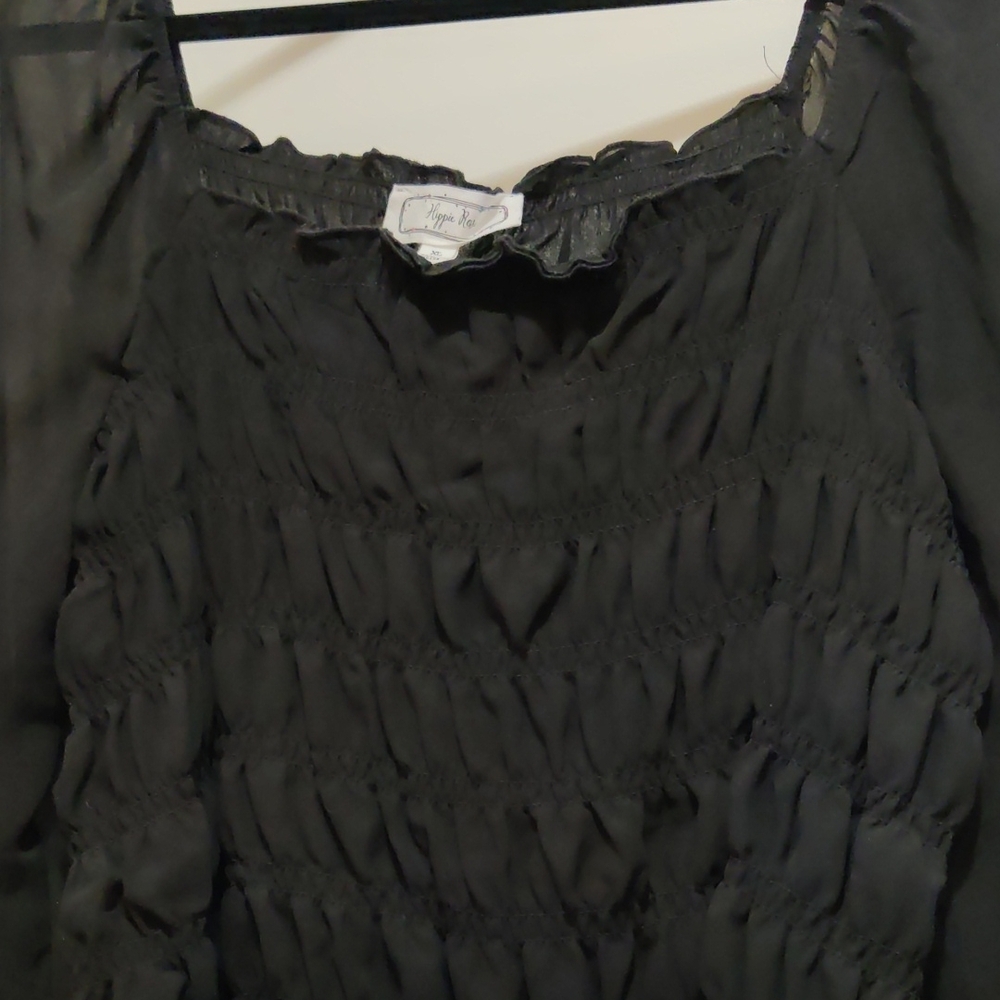 Hippie Rose Elegant Black Blouse - Picture 4 of 5